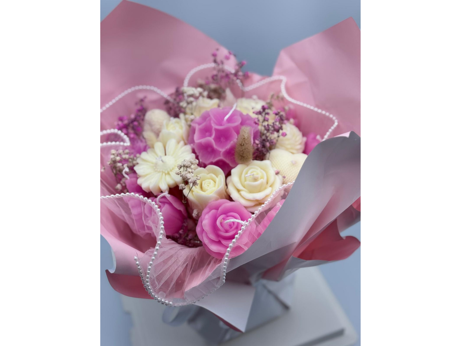 Pink Blossom Luxury Bouquet – Handmade Premium Candle